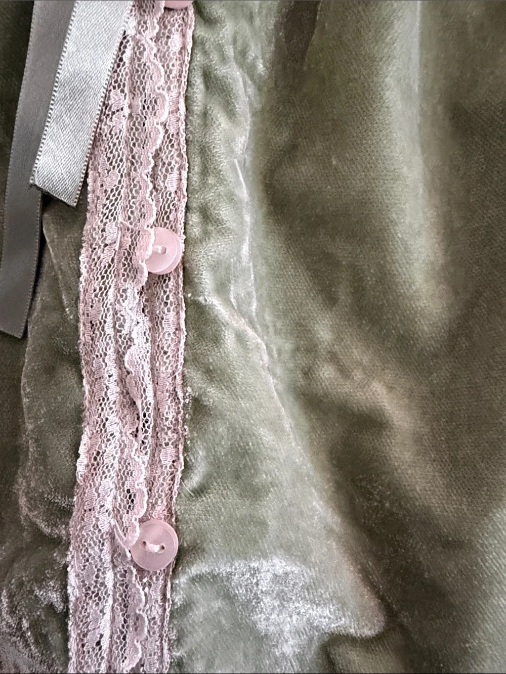 Free People Green Prairie Peasant Blouse with Lace Trim - Picture 6 of 7